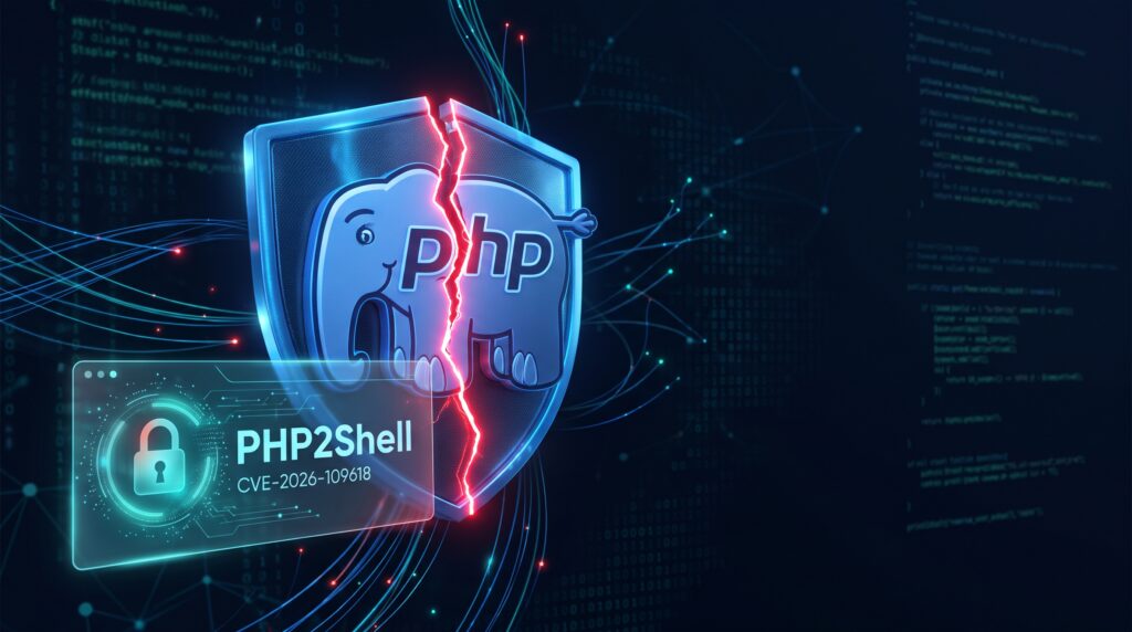 PHP2Shell: Critical PHP RCE Vulnerabilities (CVE-2026-109618 & CVE-2026-109619) and How to Stay Protected 2 PHP2Shell CVE-2026-109618 and CVE-2026-109619 critical PHP remote code execution vulnerability illustration